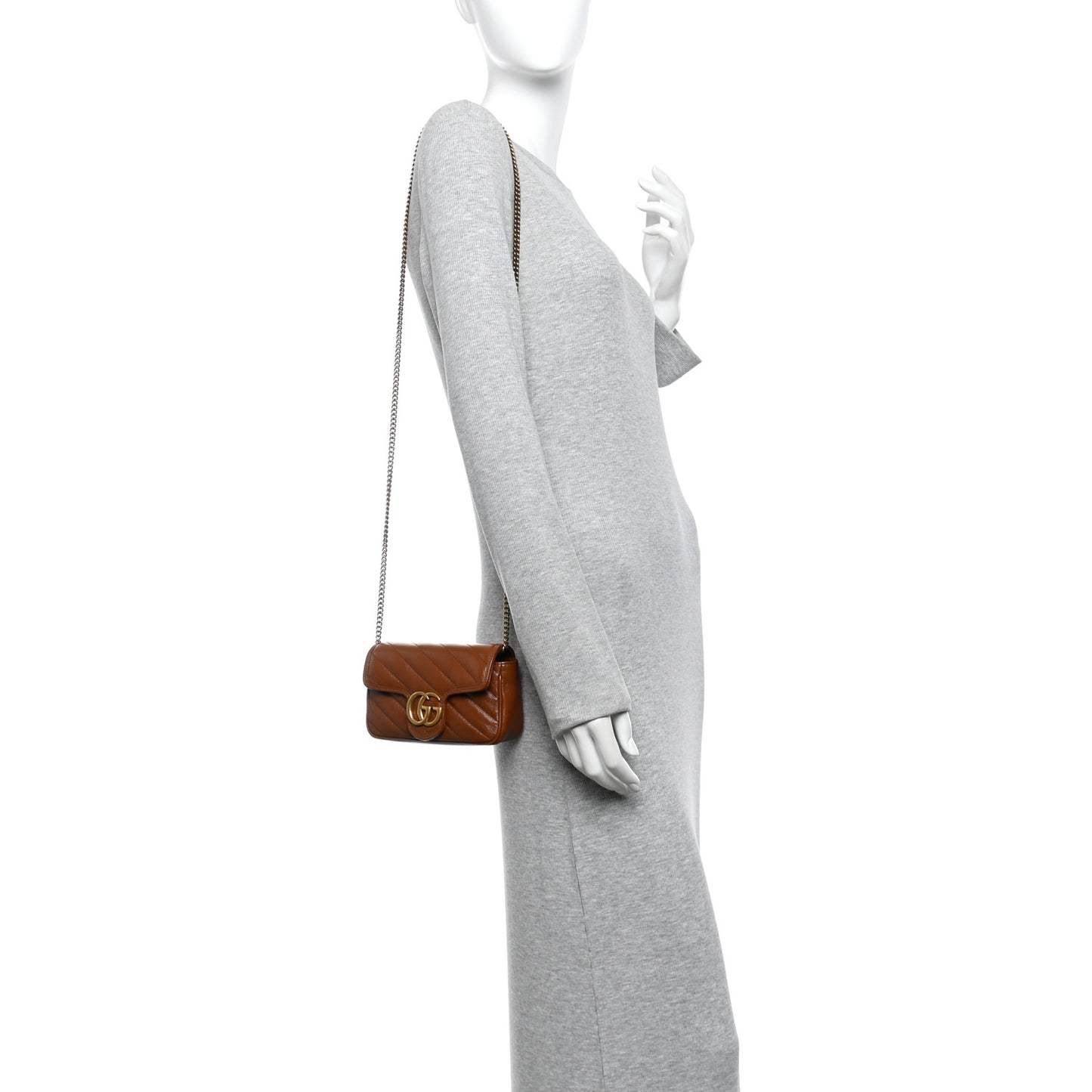 Azalea Calfskin Matelasse Diagonal Super Mini GG Marmont Shoulder Bag Cuir