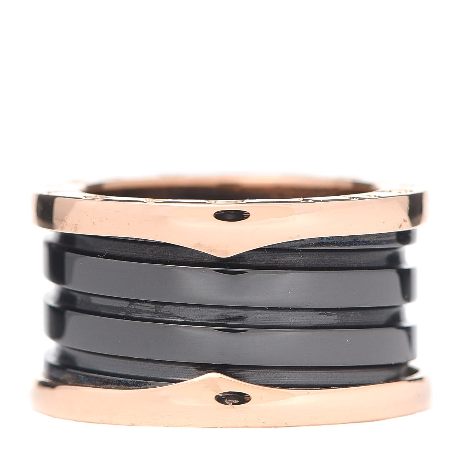 Bulgari 18K Rose Gold Black Ceramic B.Zero1 Four-Band Ring 51 5.75 1 of 7