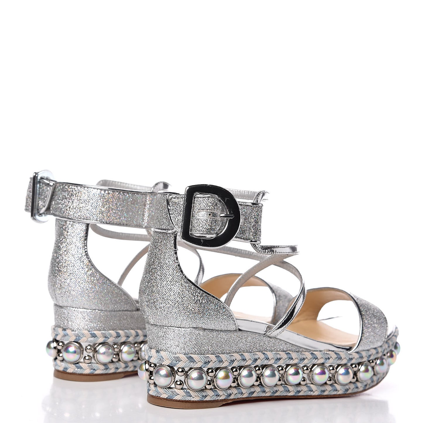 Crepe Satin Specchio Lurex Chocazeppa 60 Platform Sandals 36 Silver