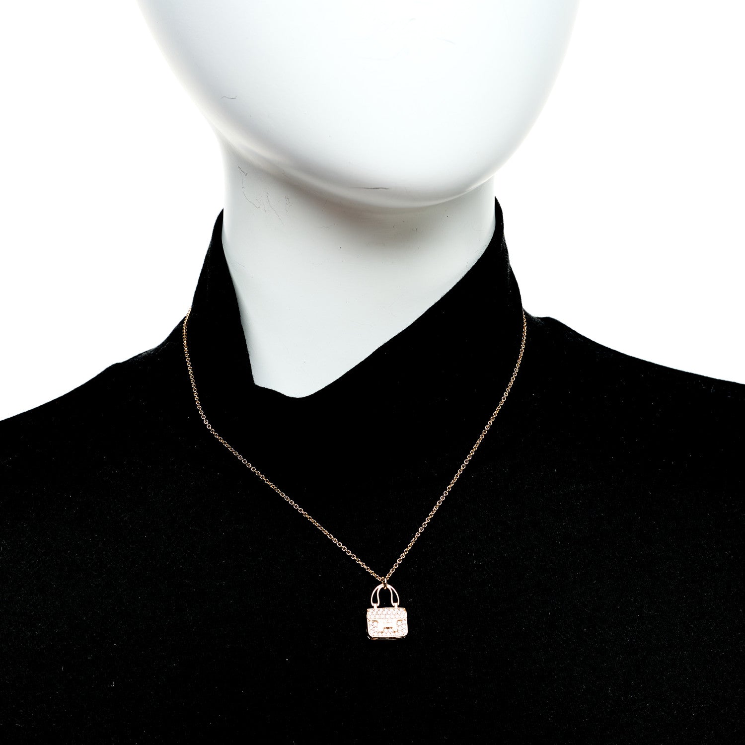 Hermes 18K Rose Gold Diamond Constance Amulettes Pendant Necklace 2 of 7
