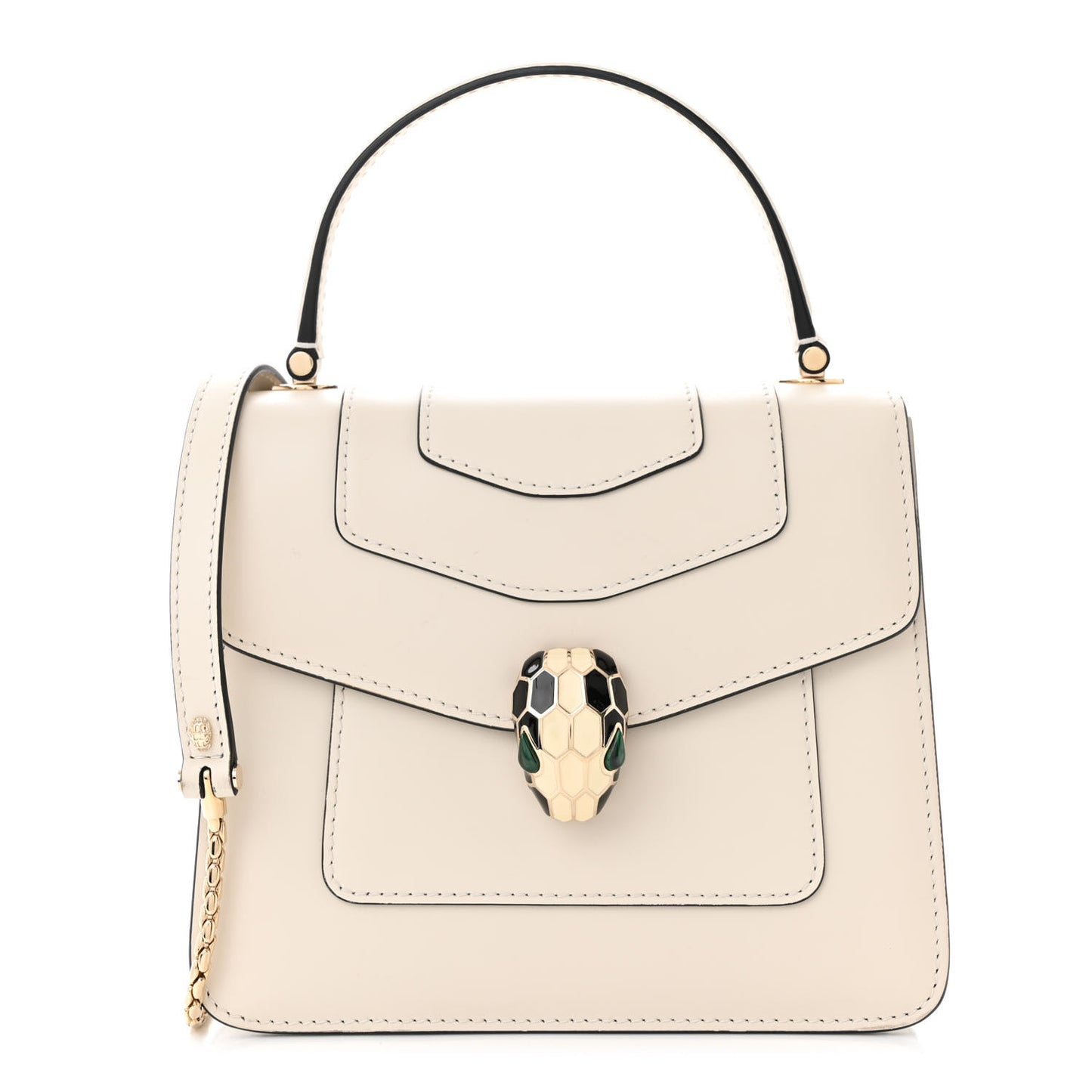 Calfskin Serpenti Forever Top Handle White