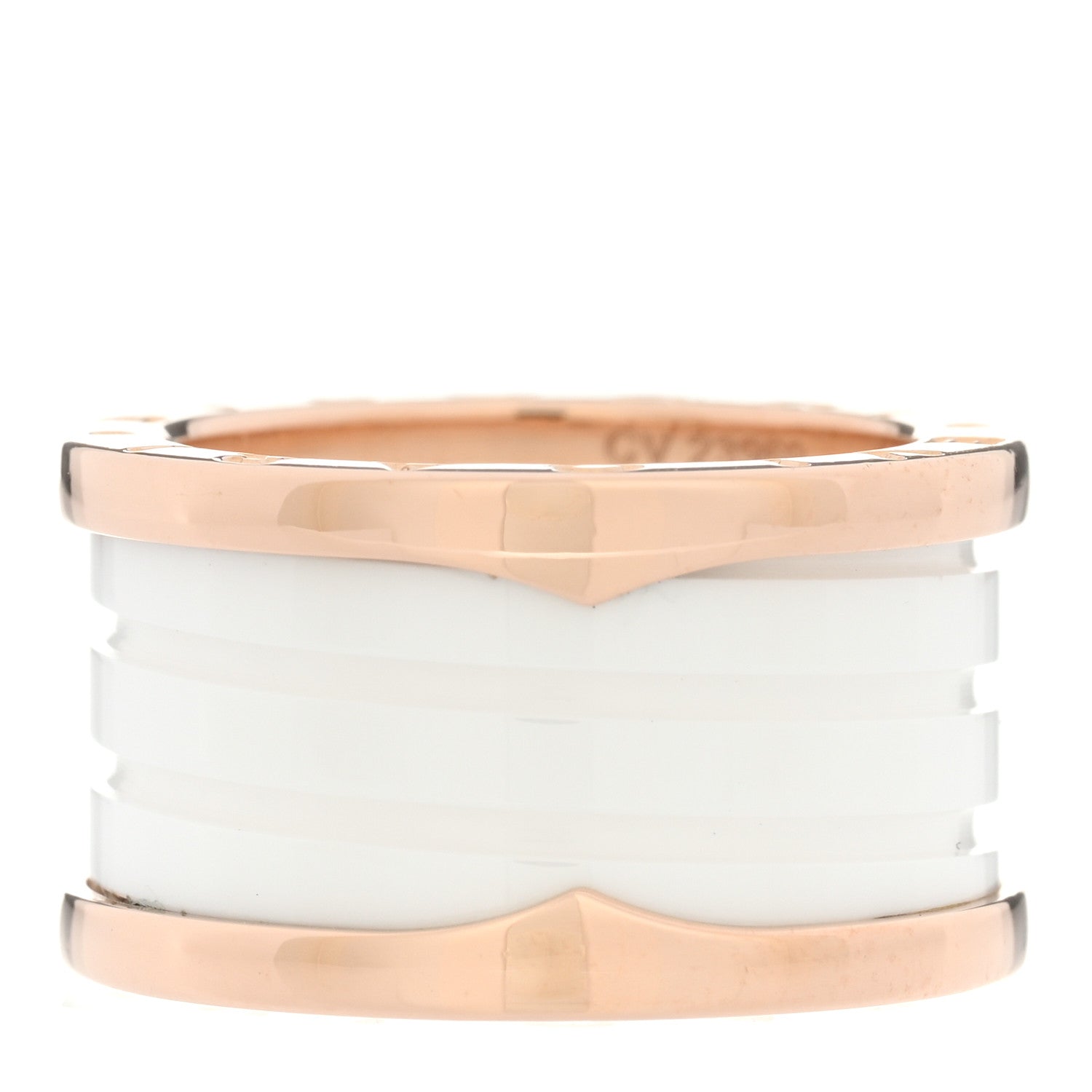 Bulgari 18K Rose Gold White Ceramic B.Zero1 Four-Band Ring 52 6 3 of 5
