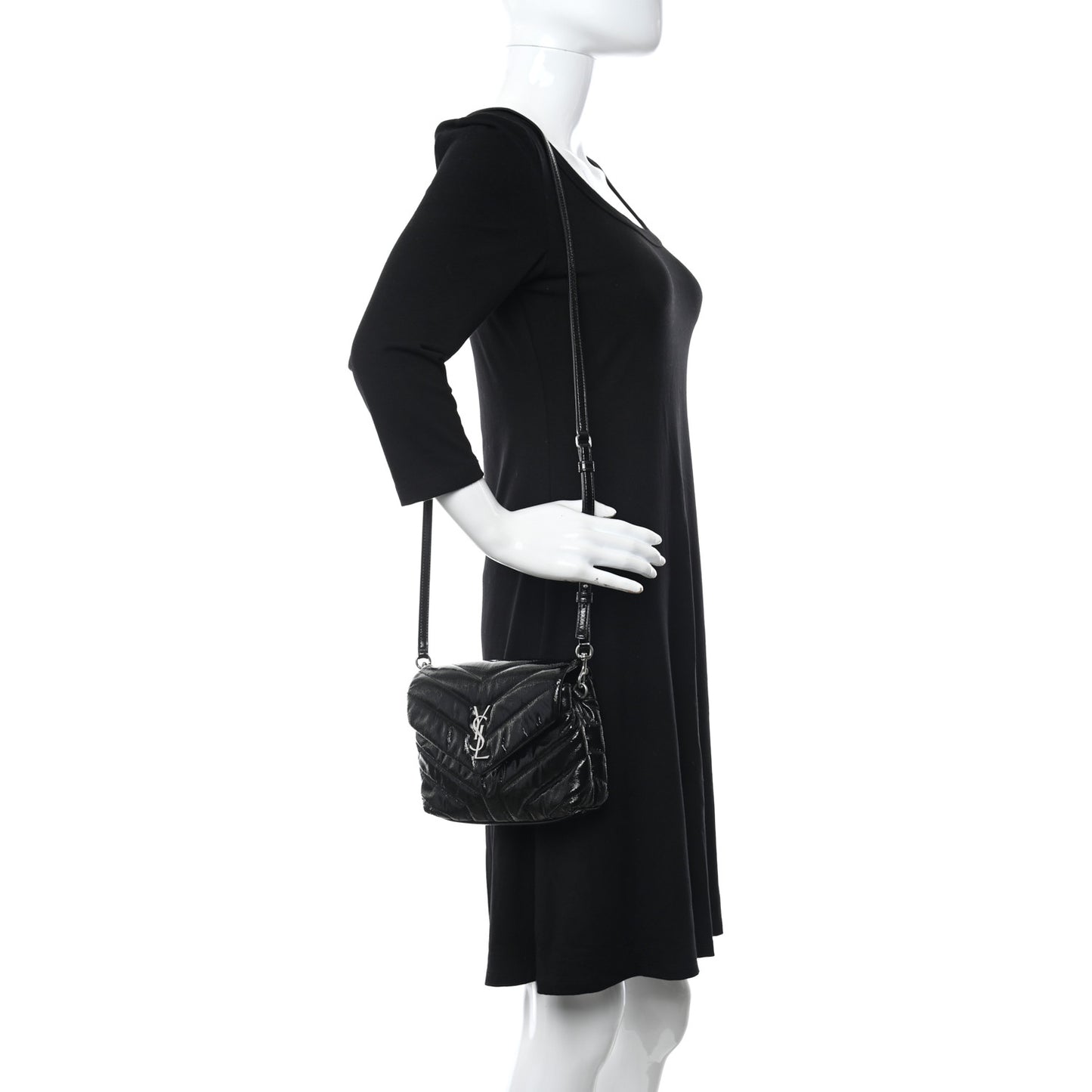 Patent Y Quilted Monogram Toy Loulou Crossbody Bag Black