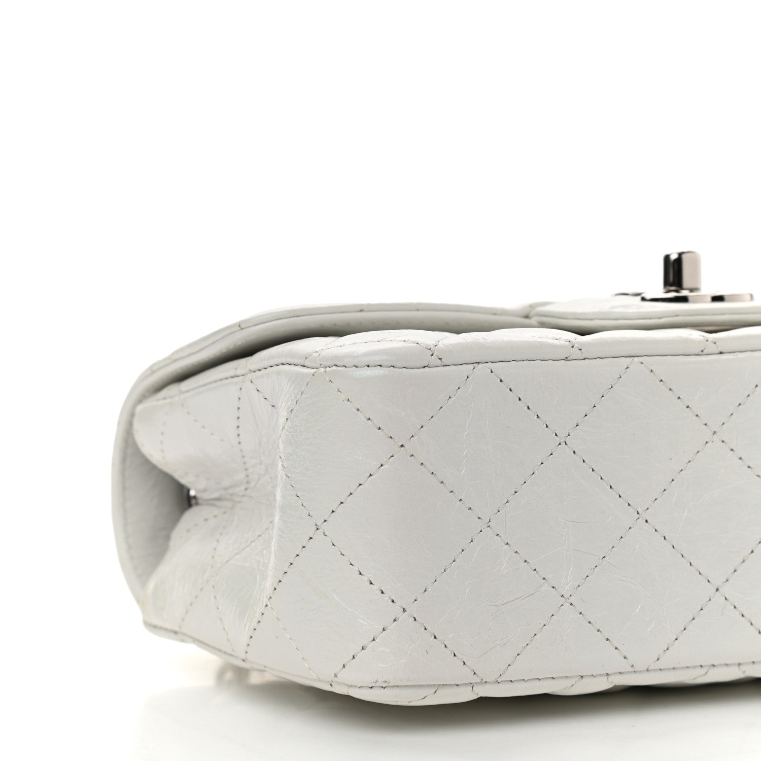 Chanel Iridescent Crumpled Calfskin Quilted Mini Rectangular Flap White 9 of 12