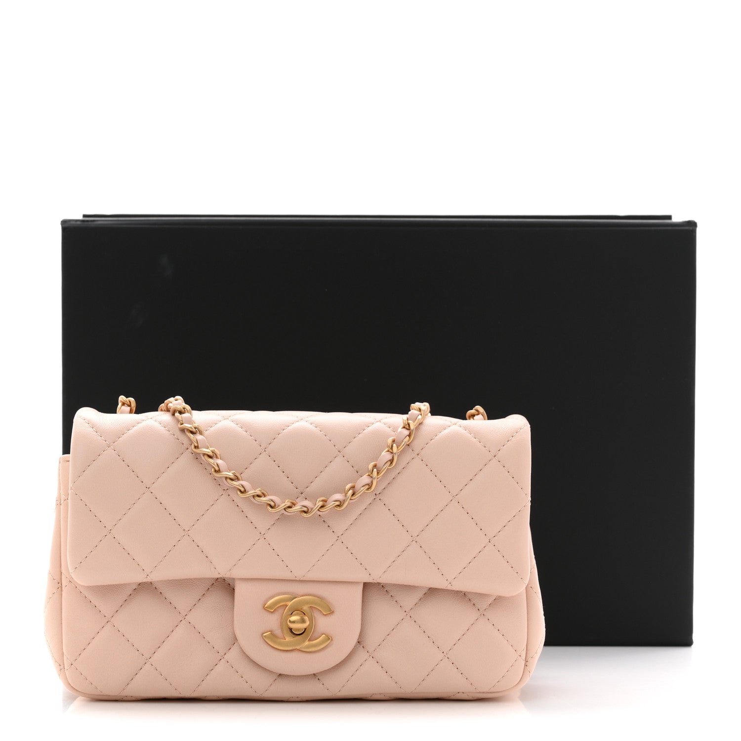 Chanel Lambskin Quilted Mini Rectangular Pearl Crush Flap Light