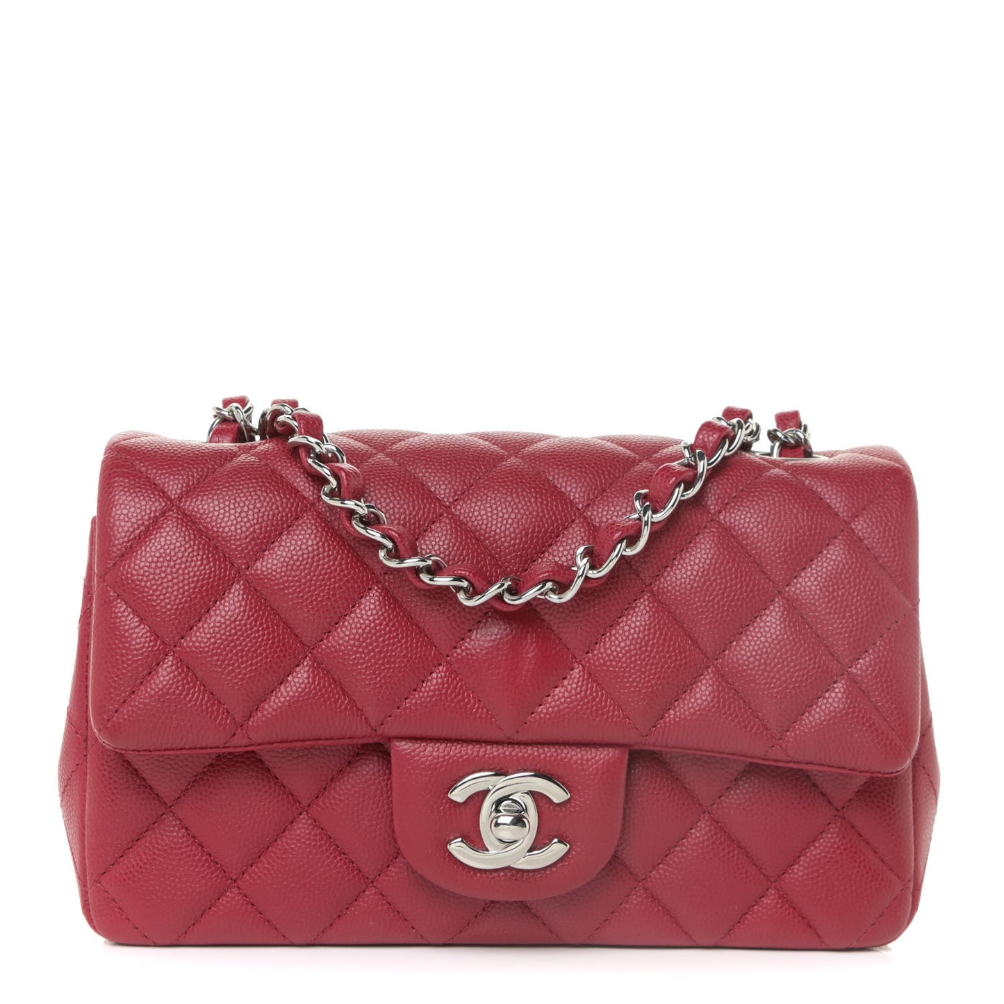 Caviar Quilted Mini Rectangular Flap Red