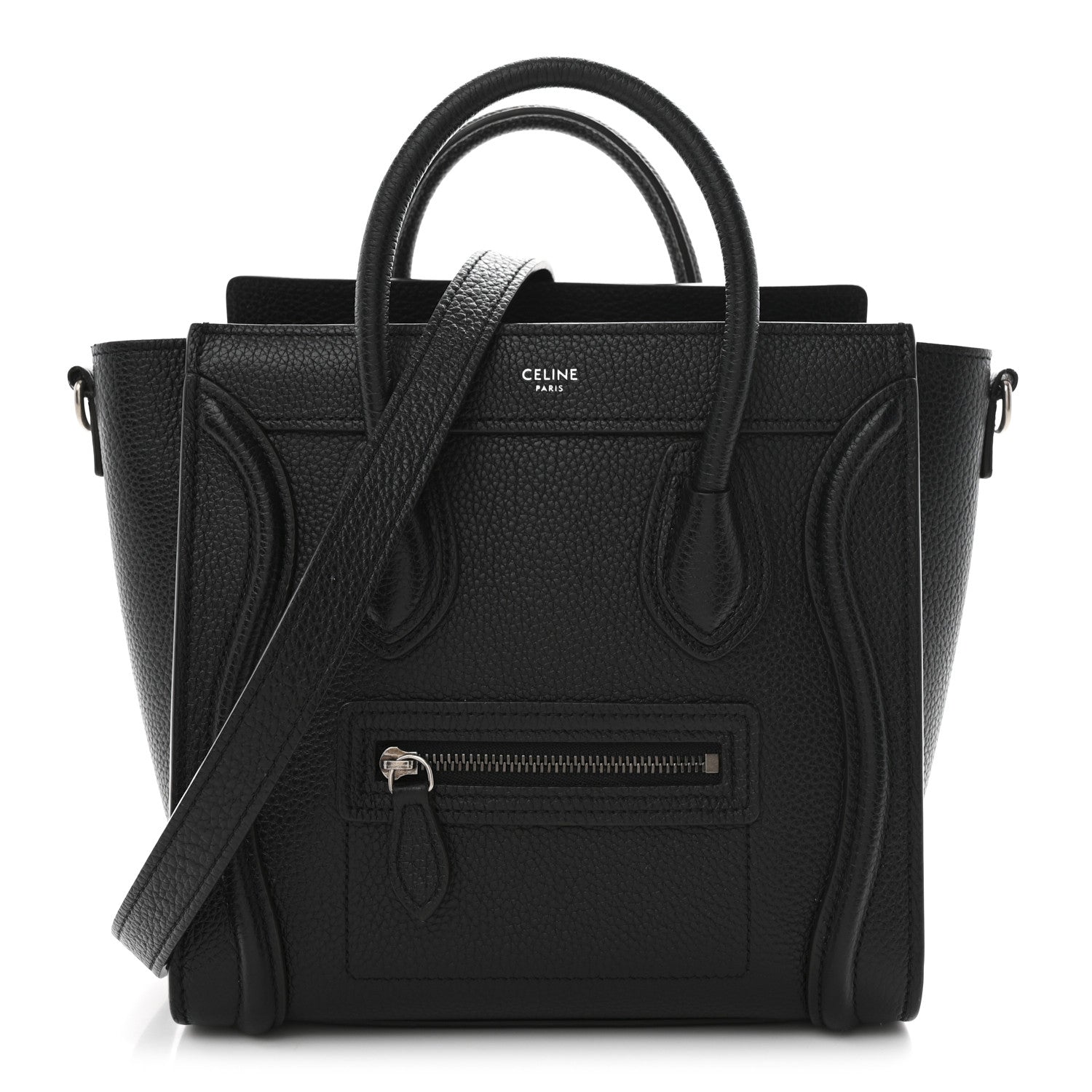 Celine Drummed Calfskin Nano Luggage Black 1 of 11