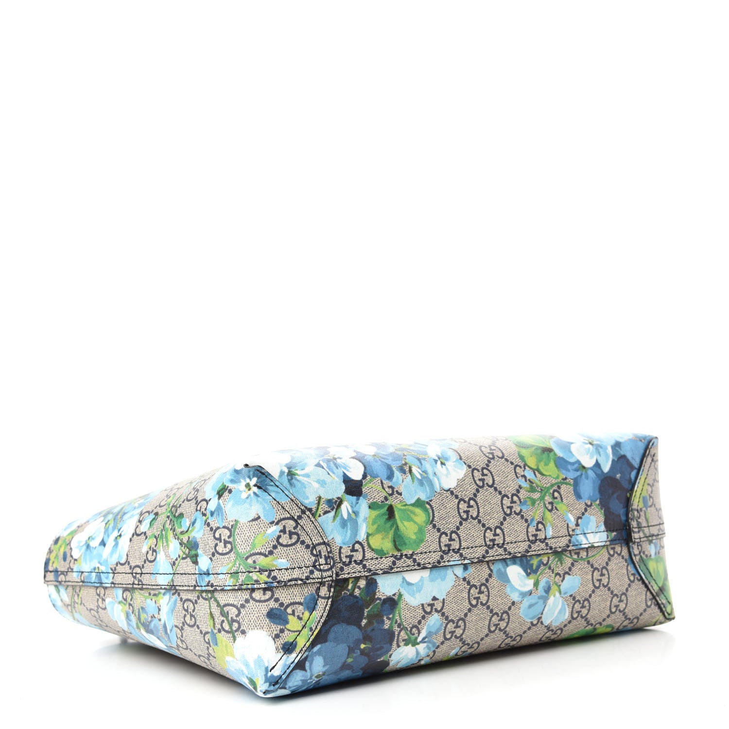 Gucci GG Supreme Monogram Blooms Small Reversible Tote Beige Blue Navy 4 of 16