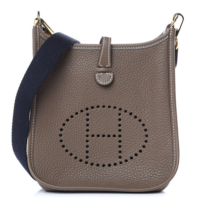 Hermes Taurillon Clemence Amazone Evelyne TPM Etoupe Bleu Indigo 1 of 11