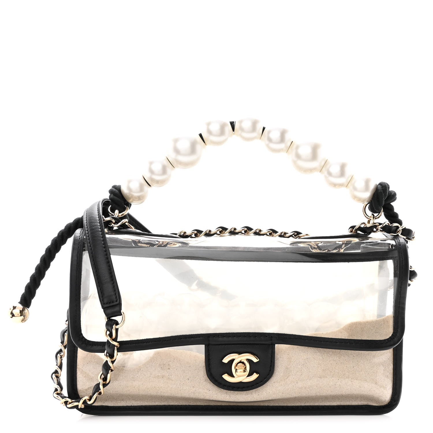 Chanel Lambskin PVC Sand By The Sea Flap With Pearl Strap Black 1 of 10