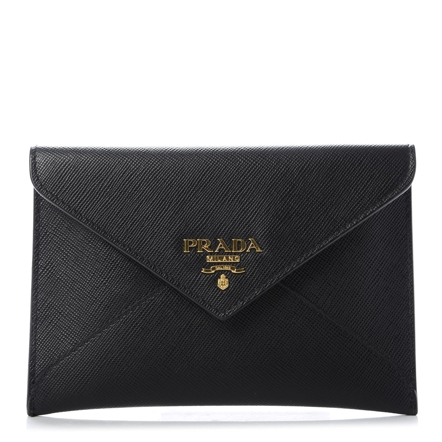 Saffiano Metal Envelope Compact Wallet Black