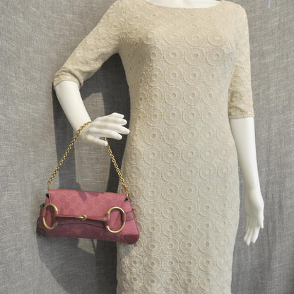 Gucci Monogram Horsebit Clutch Pink 4 of 9