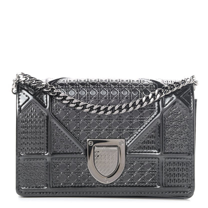 Christian Dior Metallic Patent Micro-Cannage Baby Diorama Flap Bag Onyx Black 1 of 4