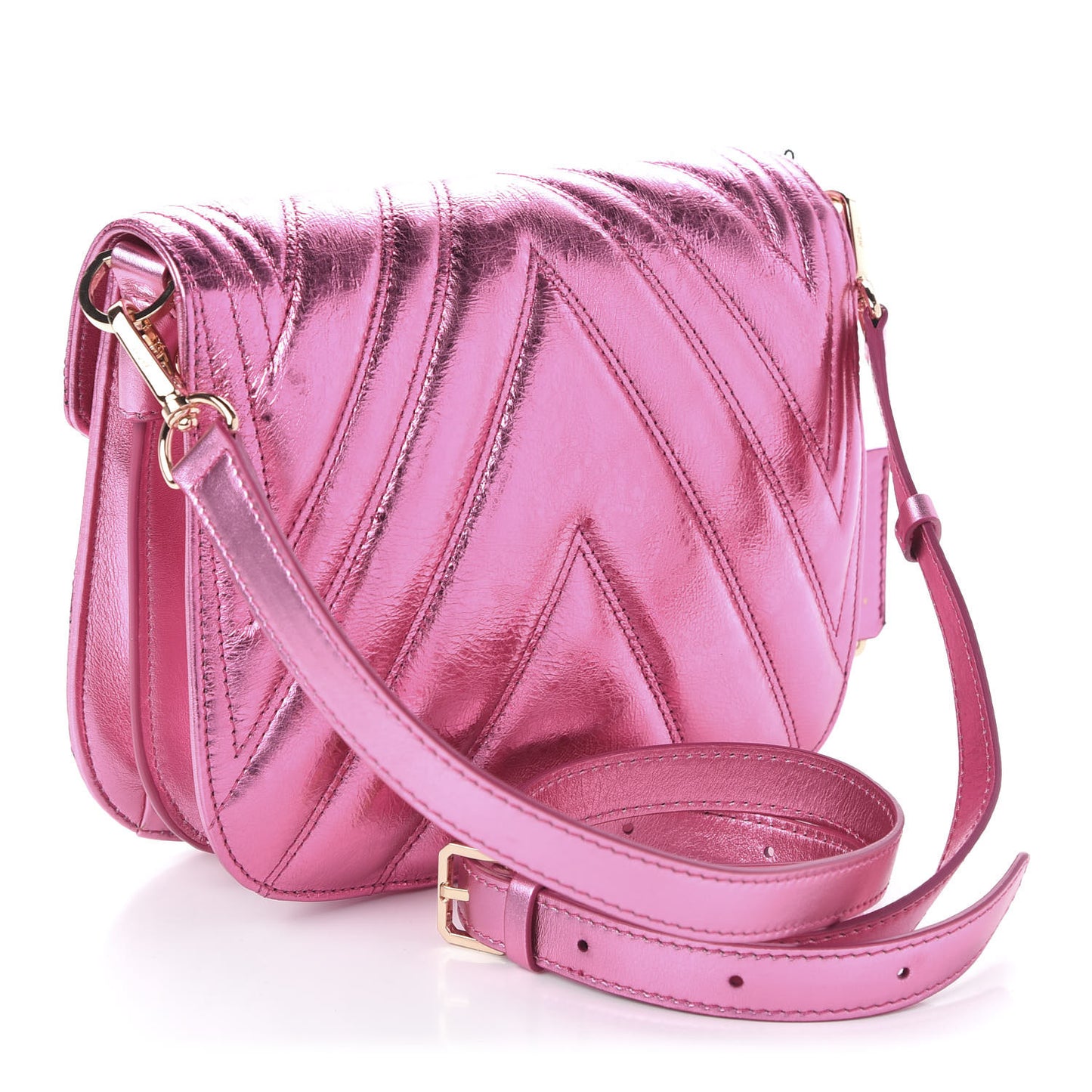Metallic Calfskin Quilted Patricia Crossbody Bag Viva Lila