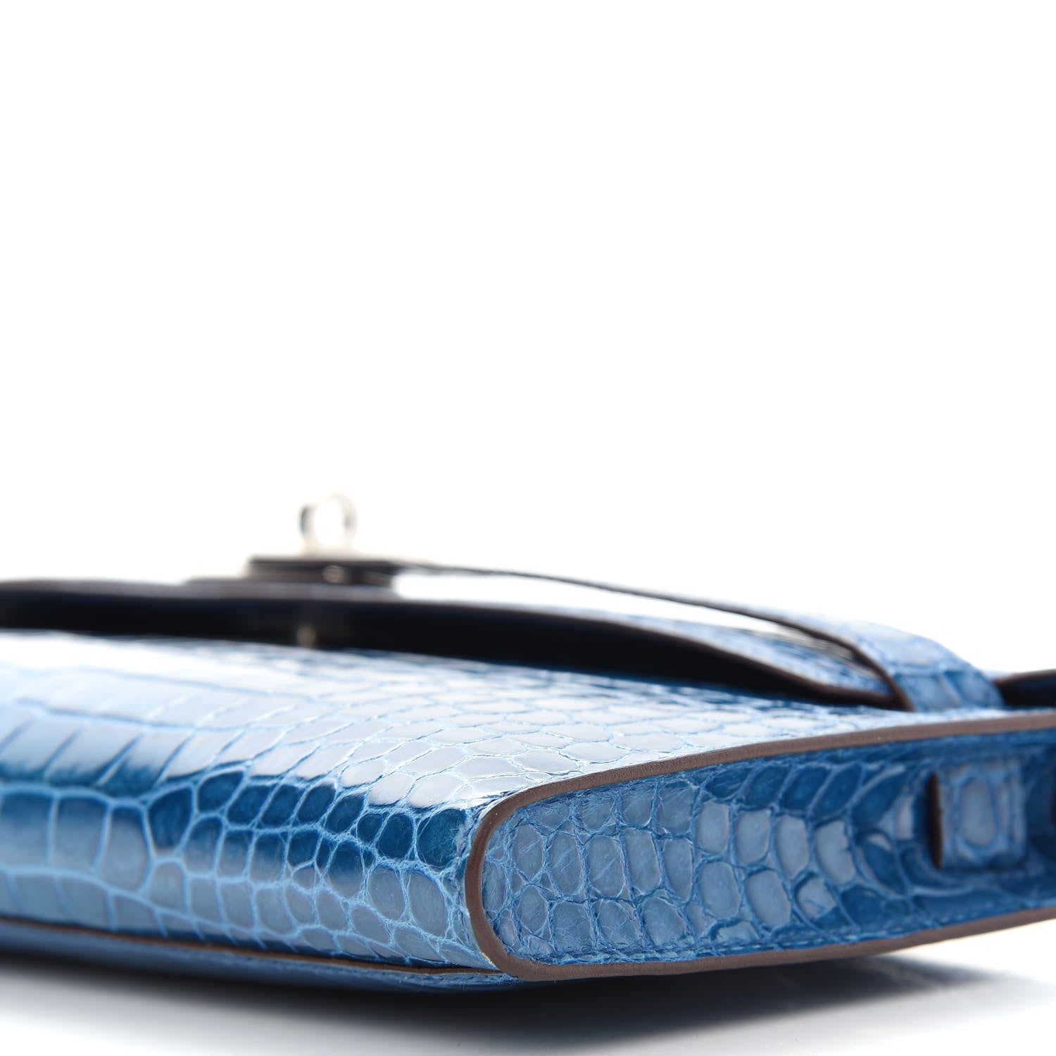 Hermes Shiny Porosus Crocodile Kelly Cut Pochette Mykonos 9 of 9