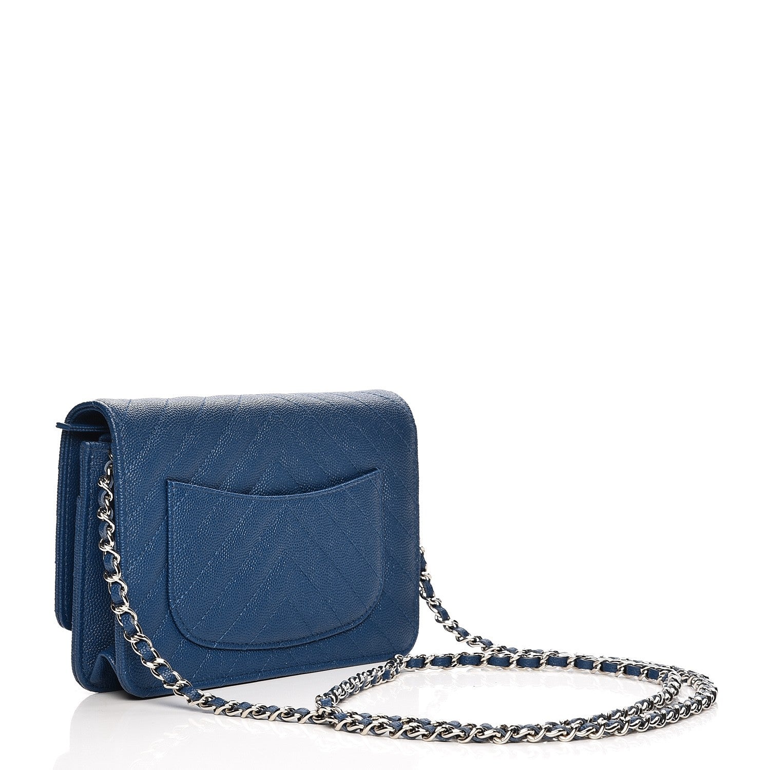 Chanel Caviar Chevron Wallet On Chain WOC Navy 3 of 8