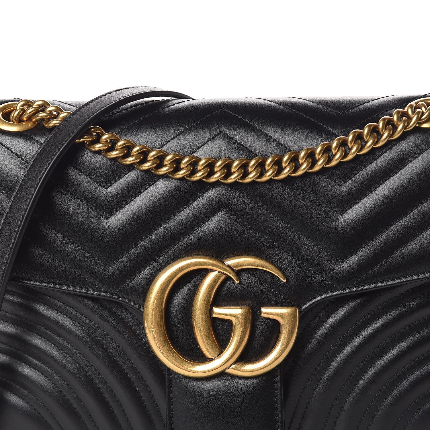 Gucci Calfskin Matelasse Medium GG Marmont Shoulder Bag Black 11 of 11