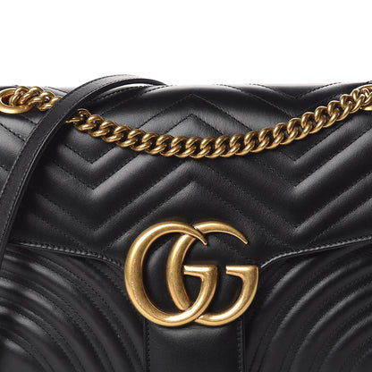 Gucci Calfskin Matelasse Medium GG Marmont Shoulder Bag Black 11 of 11
