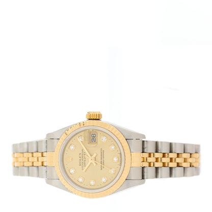 Rolex Stainless Steel 18K Yellow Gold Diamond 26mm Oyster Perpetual Datejust Watch Champagne 69173 2 of 4