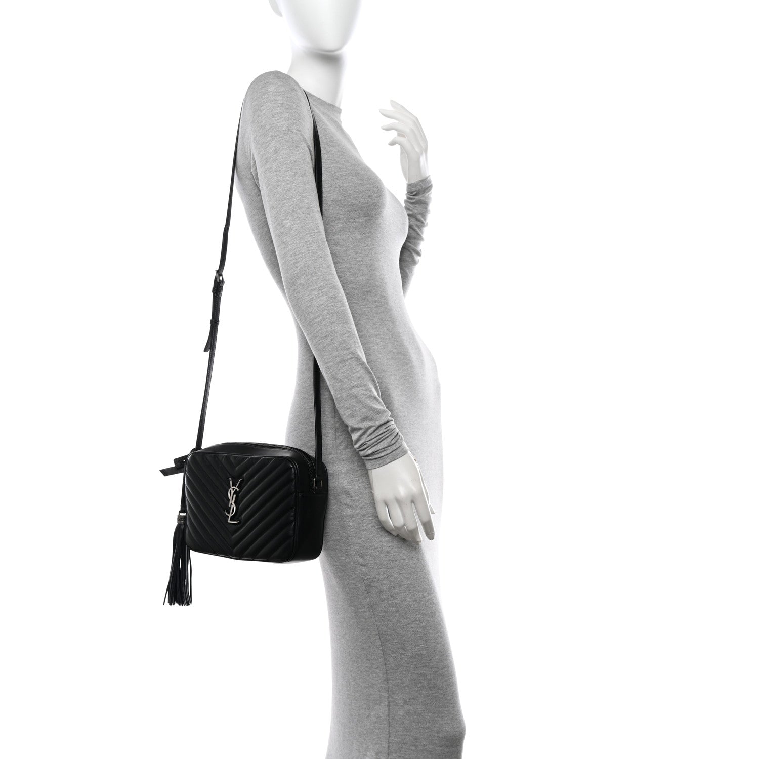 Saint Laurent Calfskin Matelasse Monogram Lou Camera Bag Black 2 of 12