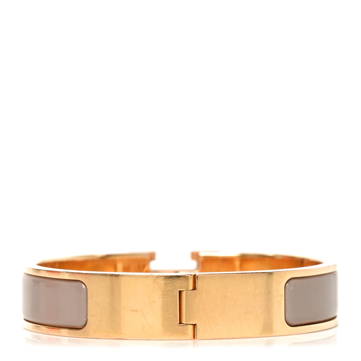 Enamel Narrow Clic Clac H Bracelet PM Marron Glace