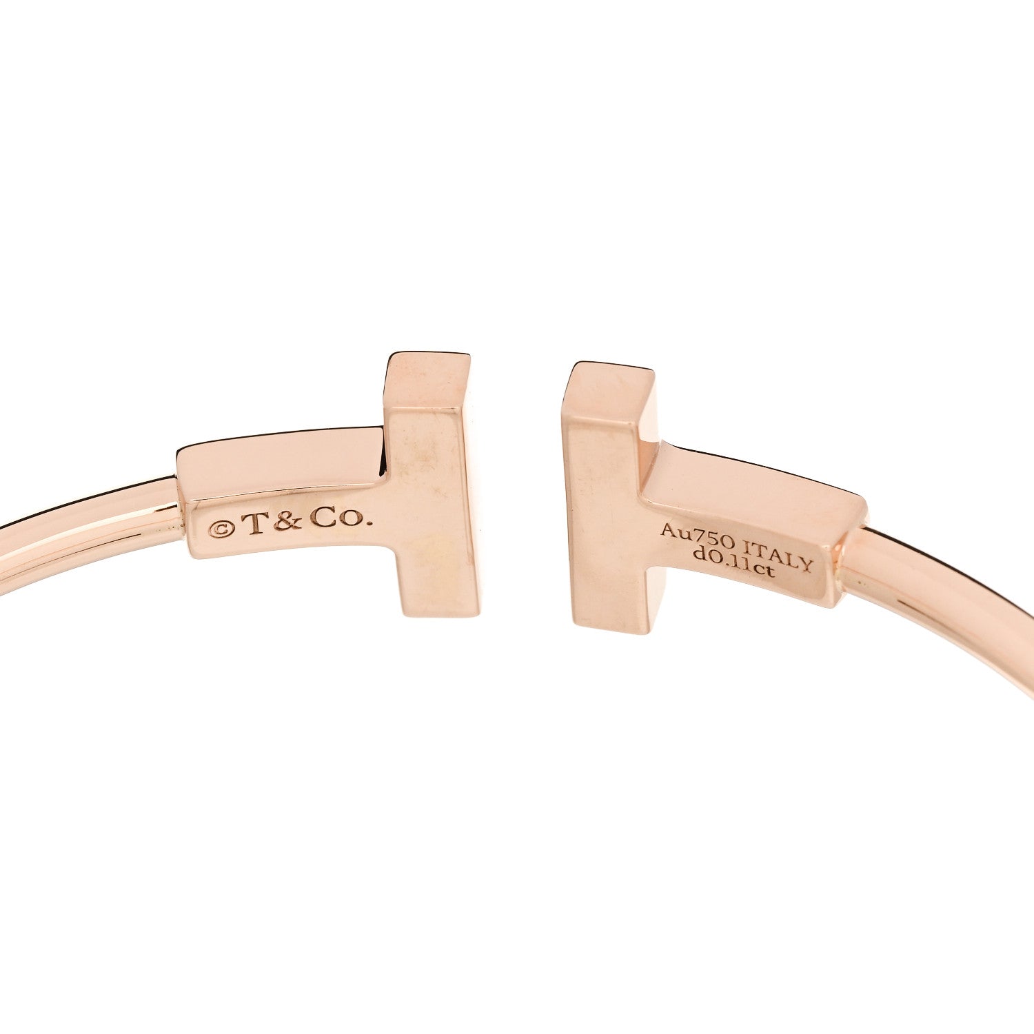 Tiffany 18K Rose Gold Diamond Mother of Pearl T Wire Bracelet 3 of 3