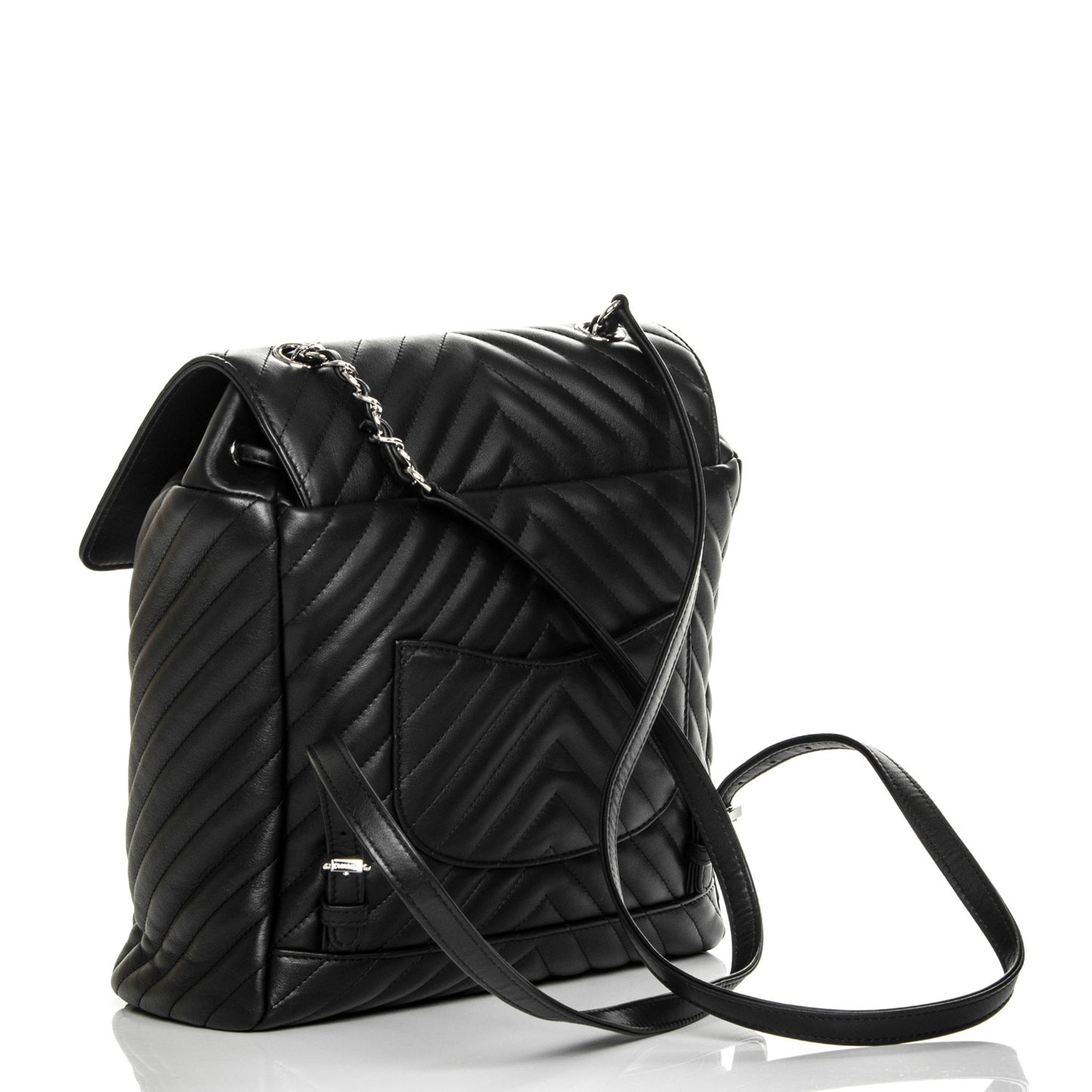 Calfskin Chevron Quilted Large Urban Spirit Backpack Black