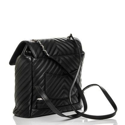 Chanel Calfskin Chevron Quilted Large Urban Spirit Backpack Black 3 of 9