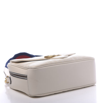 Gucci Calfskin Matelasse Sylvie Web Small GG Marmont Top Handle Shoulder Bag White 4 of 14