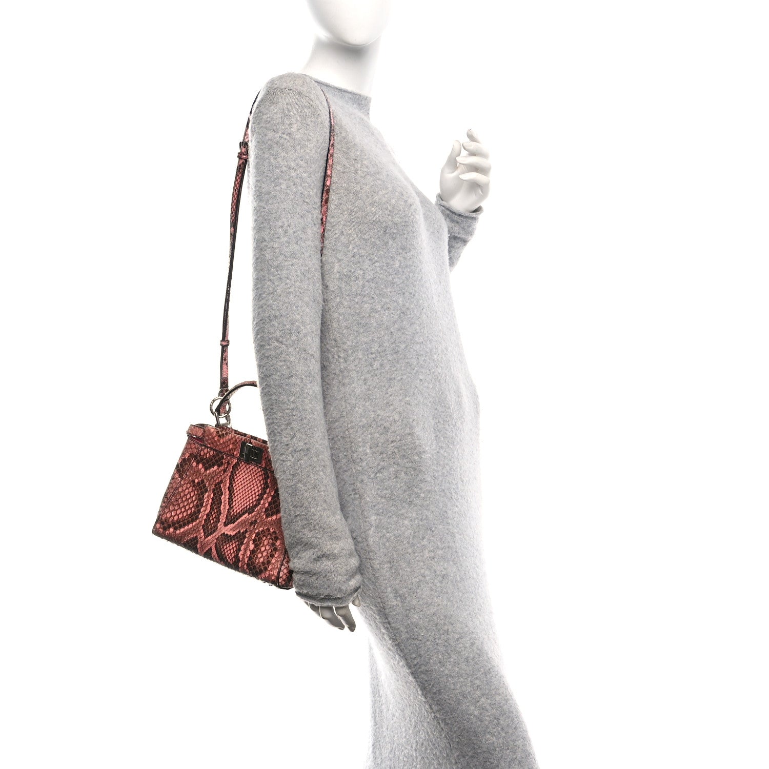 Fendi Snakeskin Shiny Nappa Mini Peekaboo Iconic Satchel Lollypop