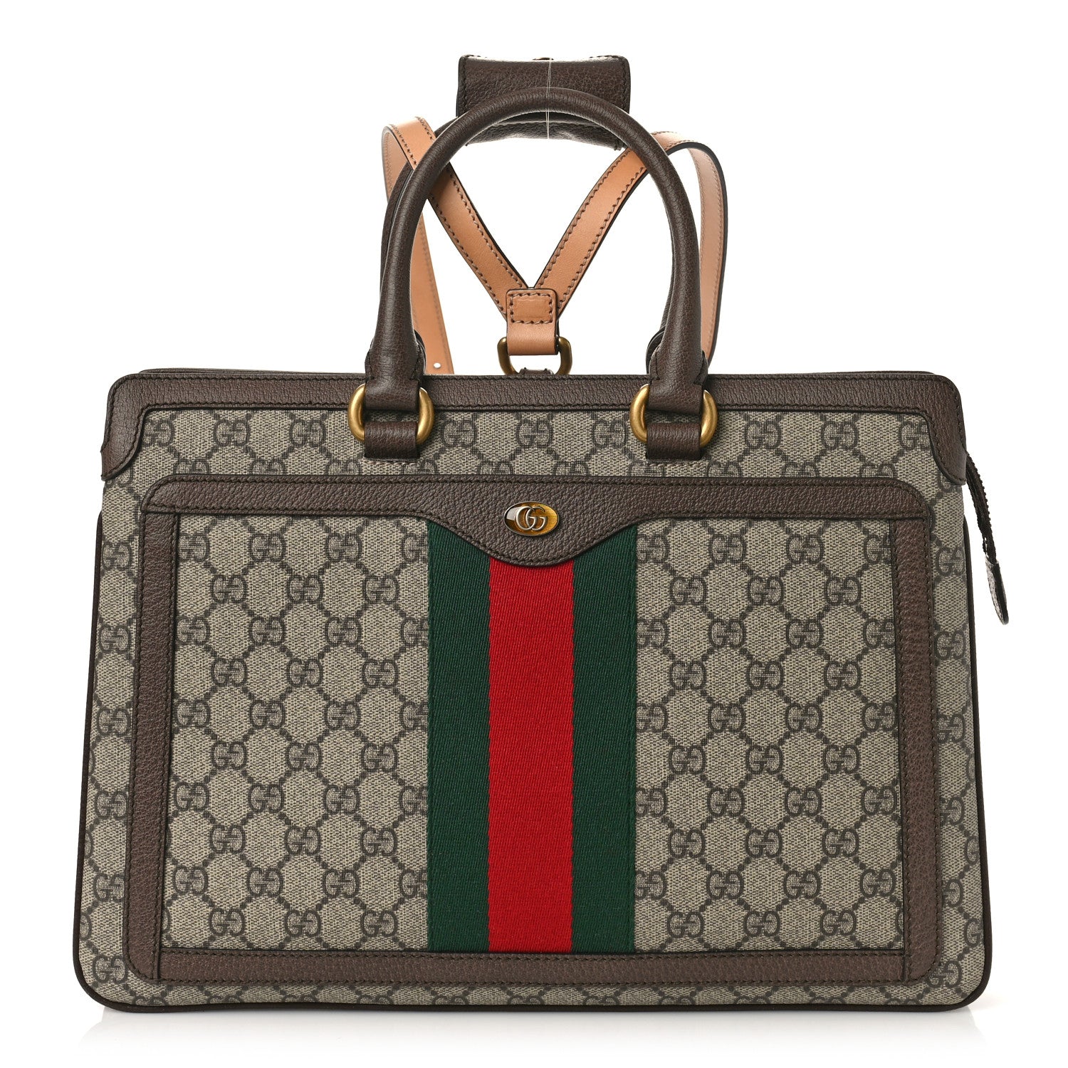 Gucci GG Supreme Monogram Web Ophidia Convertible Backpack Beige New Acero 1 of 8