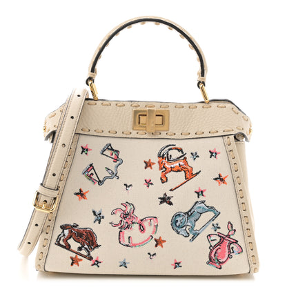 Fendi Canvas Cuoio Romano Selleria Astrology Mini Peekaboo Iconic Satchel Camelia 1 of 14