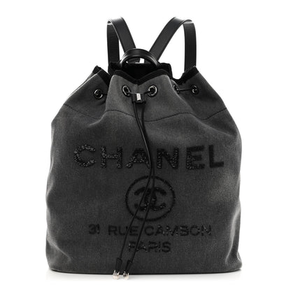 Chanel Canvas Sequin Large Deauville Backpack Charcoal 1 of 9