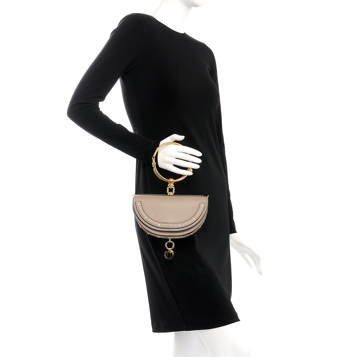 Chloe Calfskin Small Nile Bracelet Minaudiere Bag Motty Grey 3 of 9