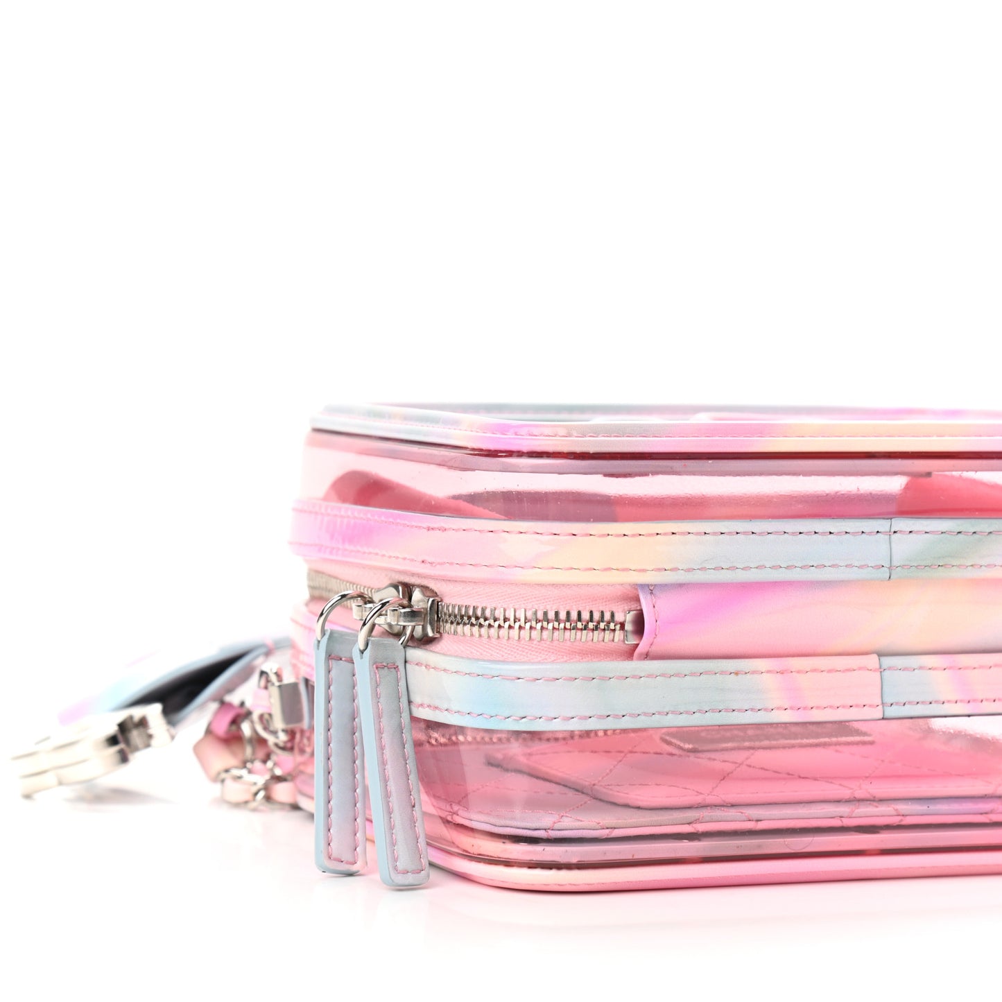 PVC Patent Calfskin Patent Lambskin Small CC Vanity Case Pink
