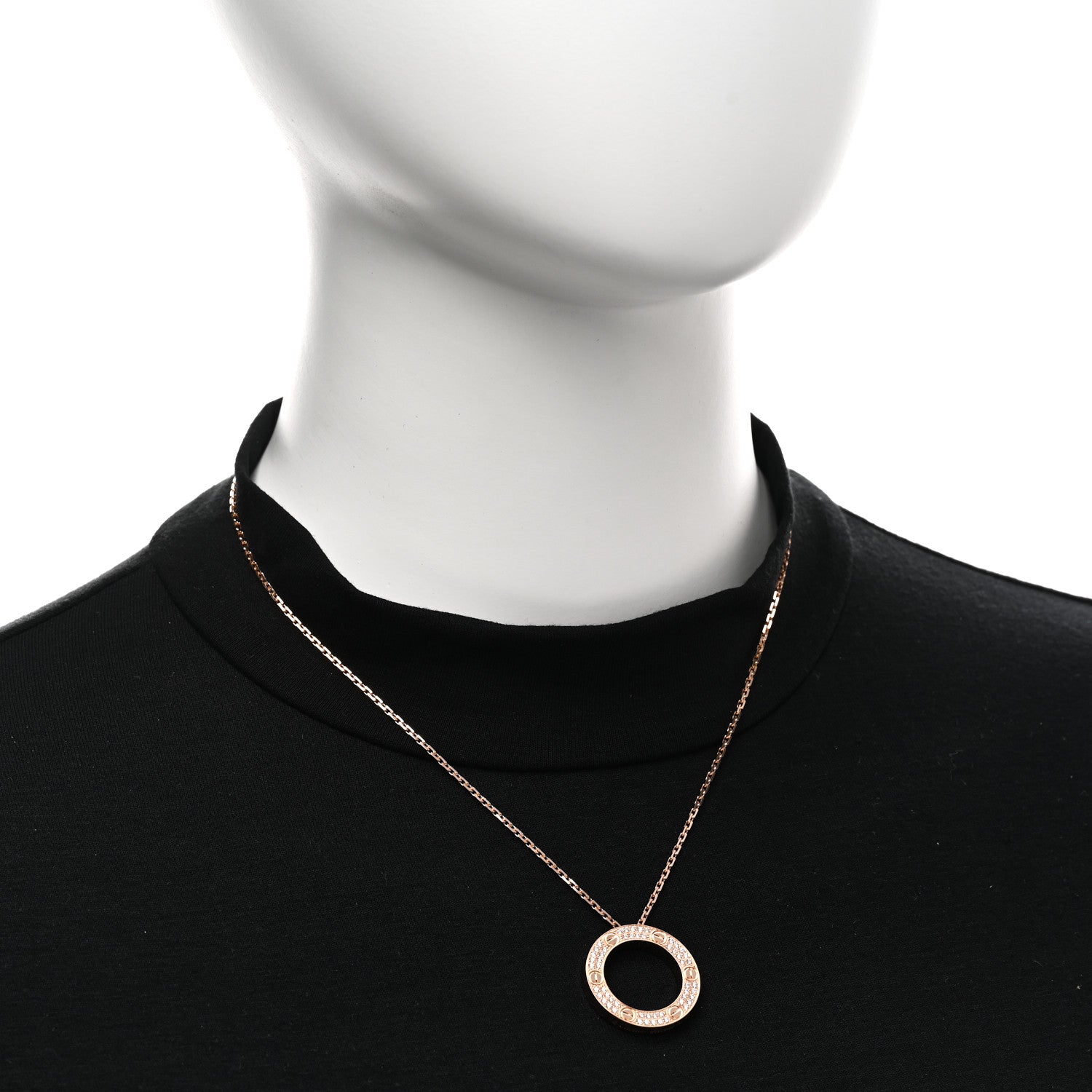 Cartier 18K Pink Gold Diamond LOVE Paved Necklace 2 of 6