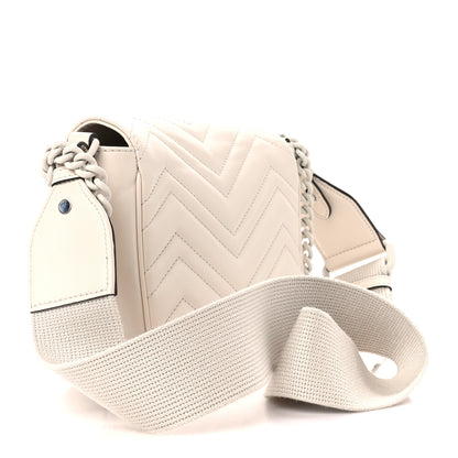 Gucci Calfskin Matelasse Monochrome Mini GG Marmont Crossbody Shoulder Bag White 3 of 11