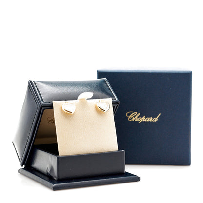 Chopard 18K Yellow Gold 3 Happy Diamonds Icons Heart Earrings 12 of 12