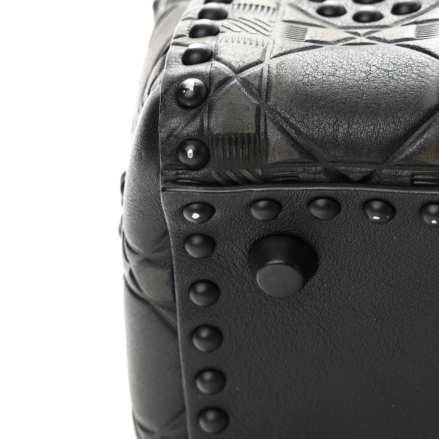 Calfskin Cannage Embossed Studded Medium Supple Lady Dior Black