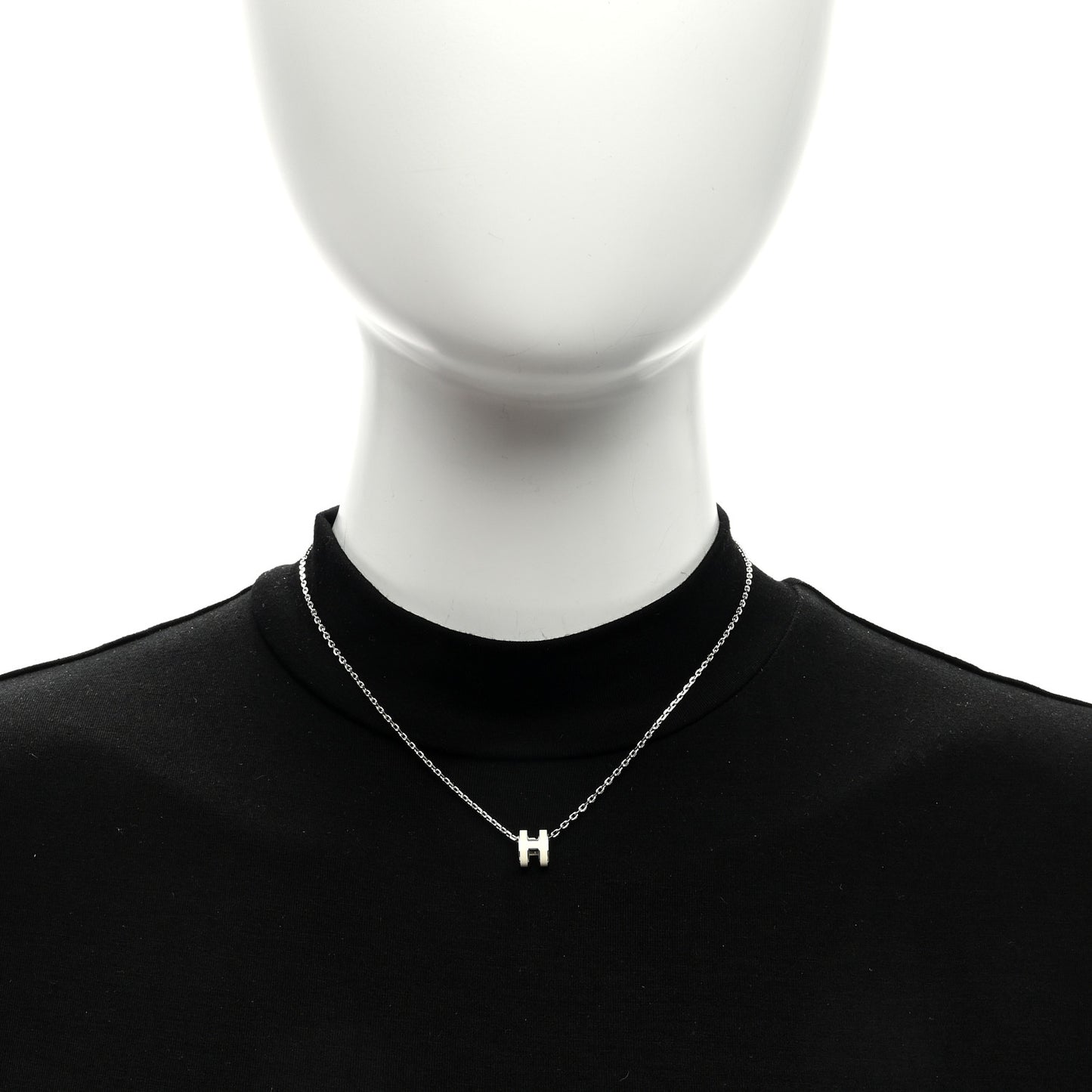 Lacquered Palladium Mini Pop H Pendant Necklace White