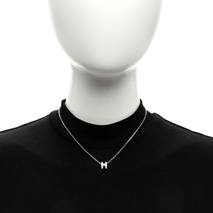 Hermes Lacquered Palladium Mini Pop H Pendant Necklace White 3 of 5