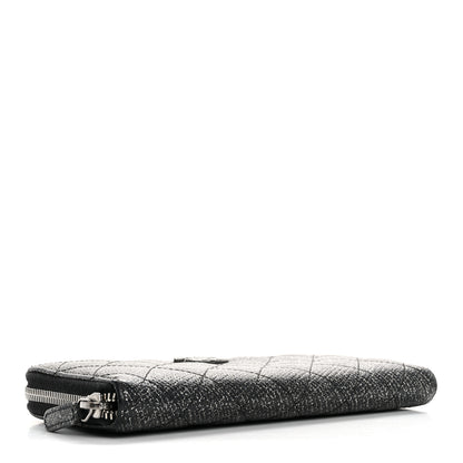Chanel Glittered Calfskin Quilted Large Gusset Zip Wallet Black 4 of 12