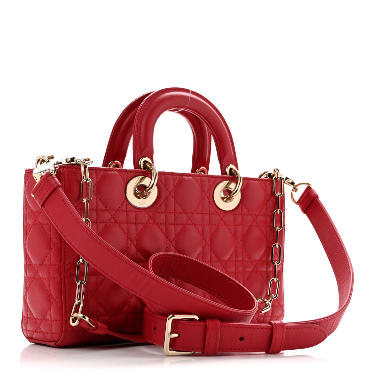 Lambskin Cannage Medium Lady D-Joy Red