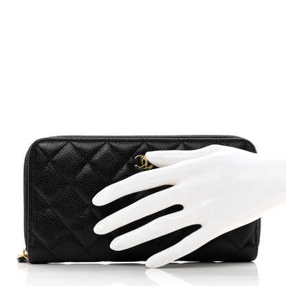 Chanel Caviar Quilted Large Gusset Zip Around Wallet Black 2 of 8