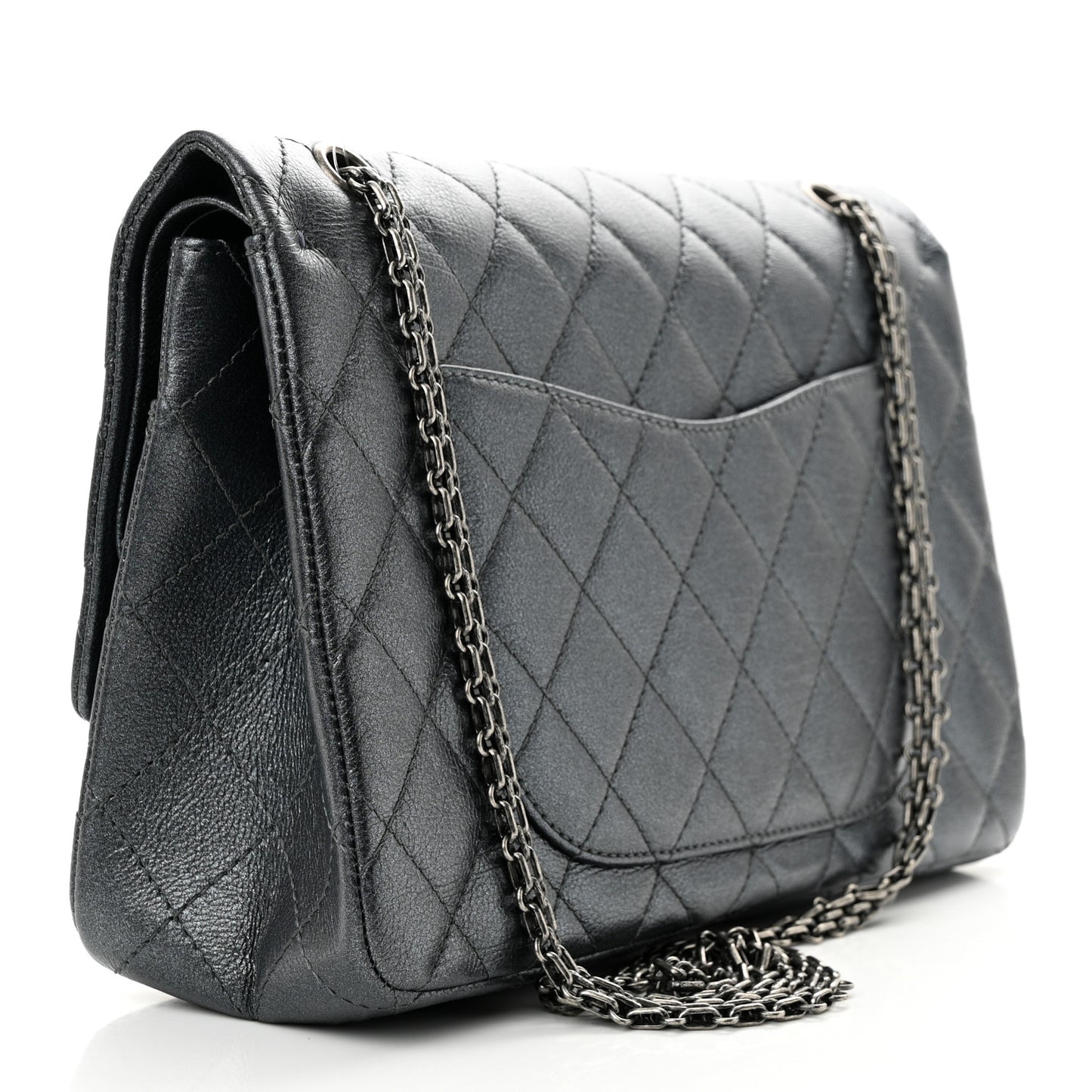 Metallic Calfskin Quilted 2.55 Reissue 227 Flap Charcoal