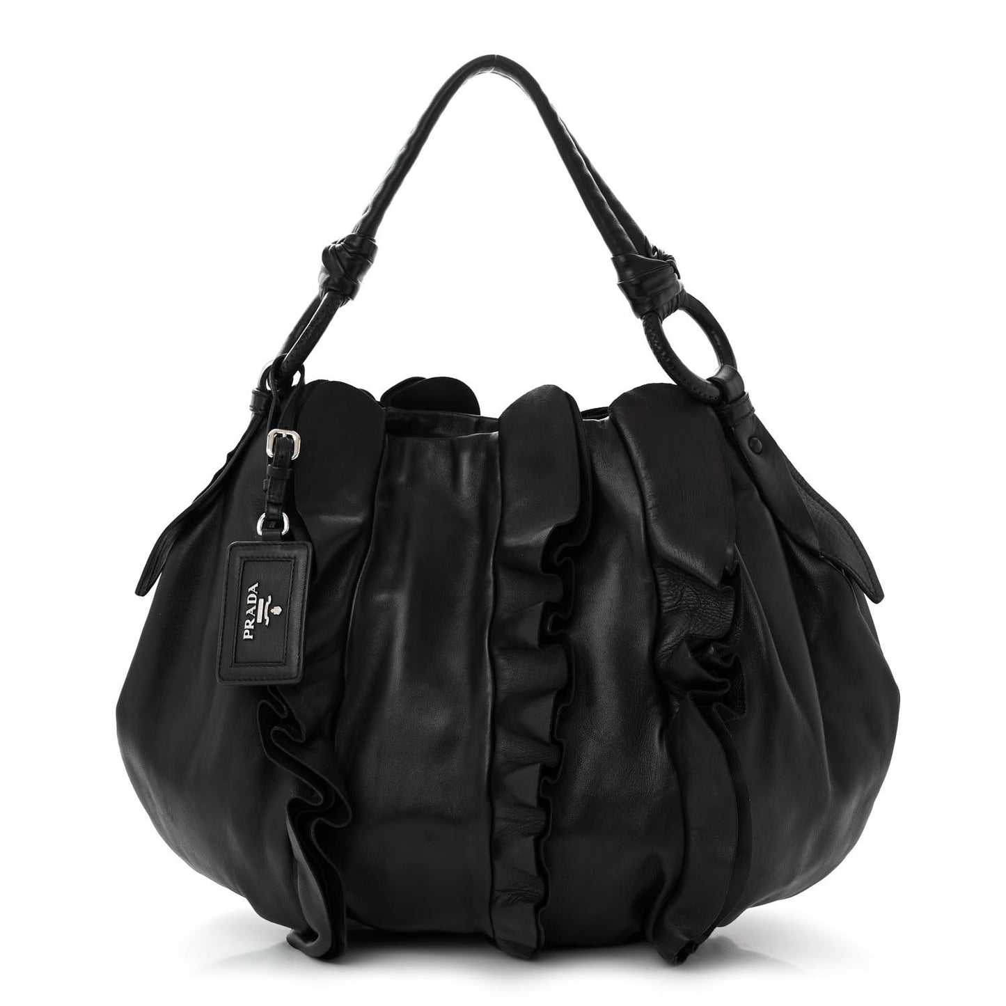 Nappa Ruffle Hobo Black
