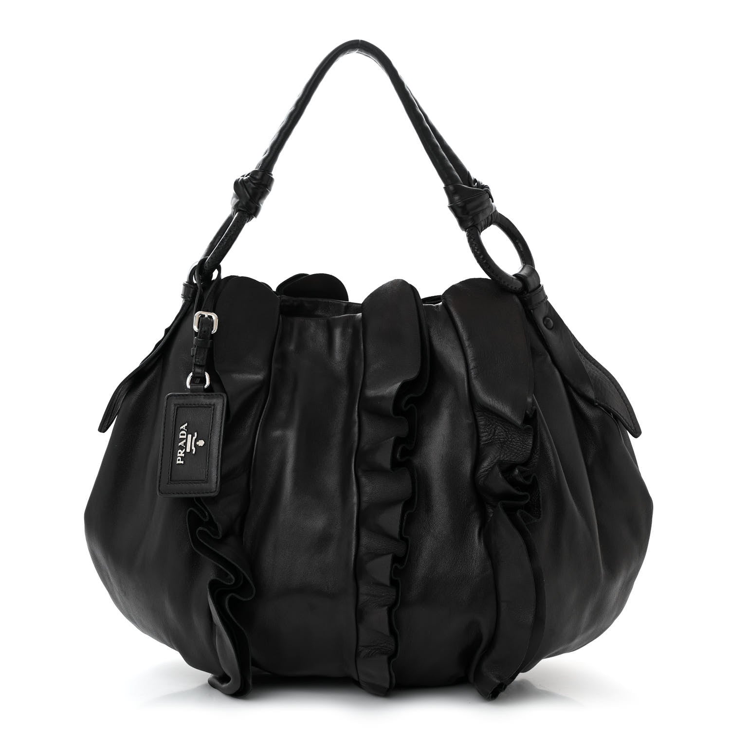 Prada Nappa Ruffle Hobo Black 1 of 9