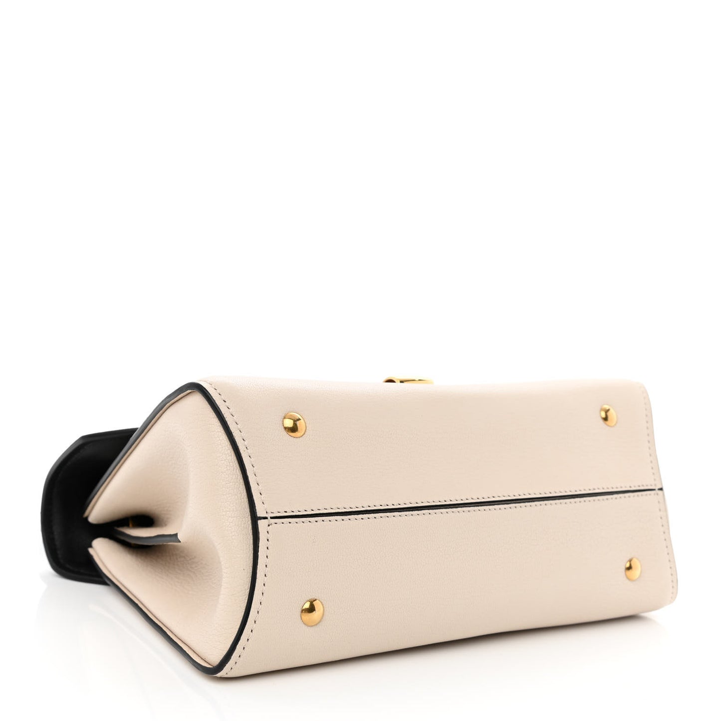 Calfskin Small Margot Top Handle Satchel Bone Black
