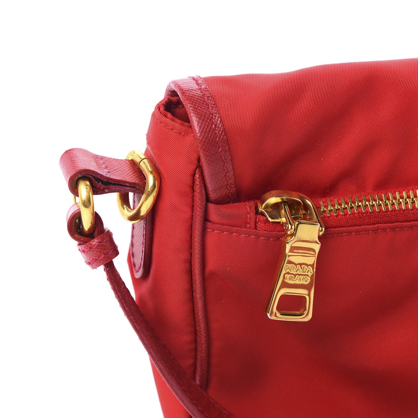 Tessuto Nylon Saffiano Small Messenger Bag Red