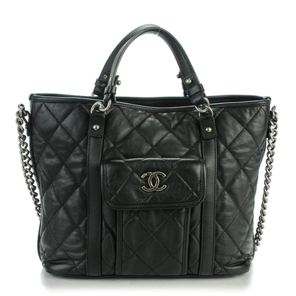 Chanel Calfskin Quilted Small Casual Riviera Tote Black 1 of 7
